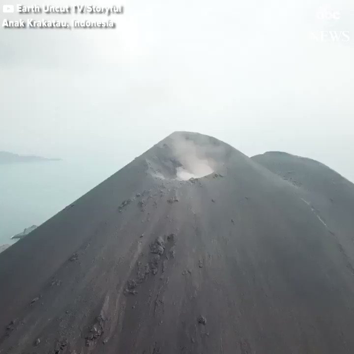 Aerial footage shows Indonesia's Anak Krakatau volcano erupting in dramatic cascades of smoke.    
