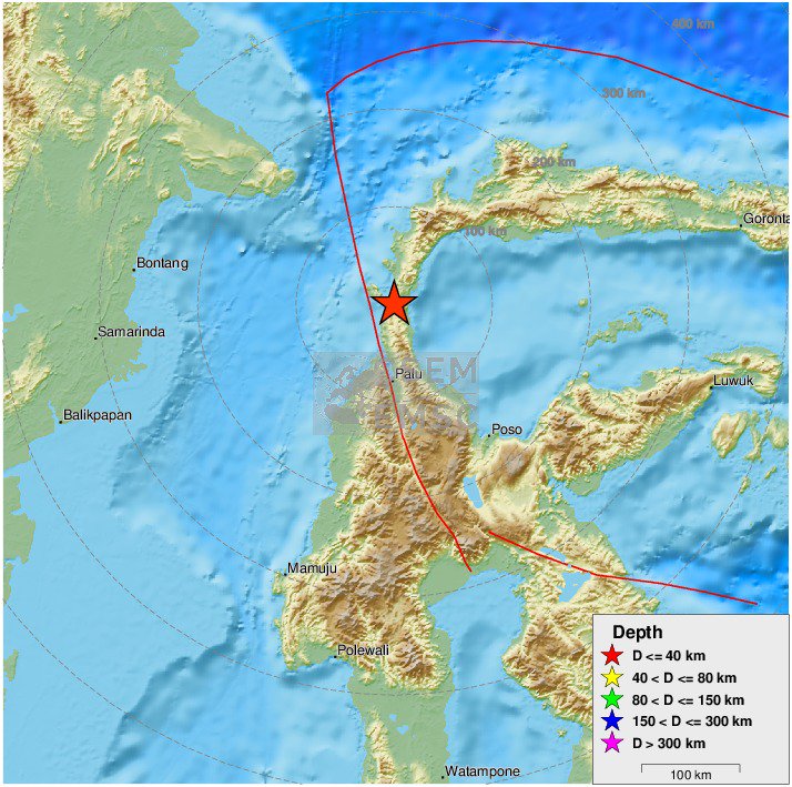 Major earthquake shakes Minahasa, Sulawesi, Indonesia 6 min ago. 