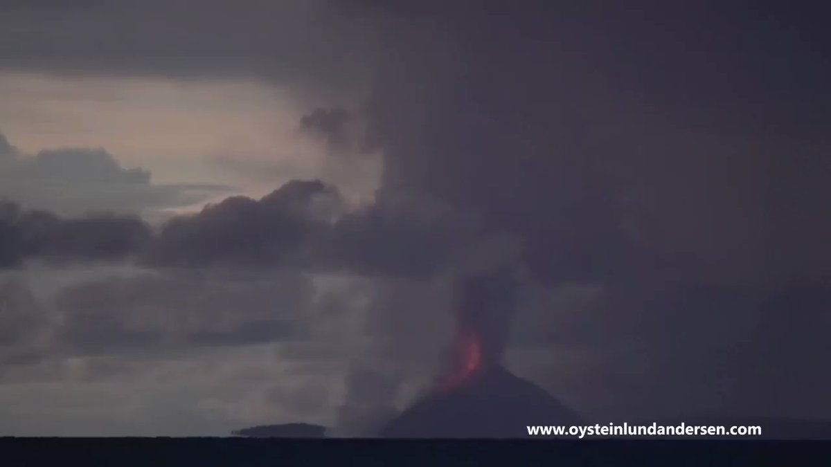A hi-speed video of yesterdays (22th December) eruptive activity at Krakatau volcano. A new lava-flow can be seen descending to left of the island. Filmed 47km away from it, only a few hours prior to the tsunami hitting the coast of Java. 