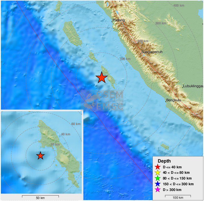 Felt earthquake M5.9 strikes 182 km SW of Sungaipenuh (Indonesia) 8 min ago.    