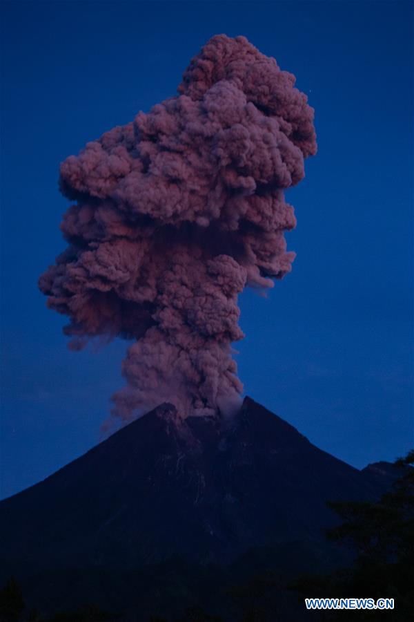 Mount Merapi erupts in Kemalang village of Indonesia on Feb. 13
