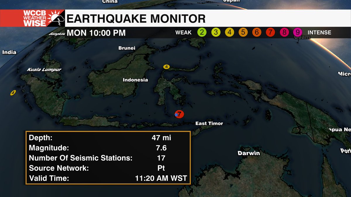 A major M 7.6 earthquake just struck near Indonesia